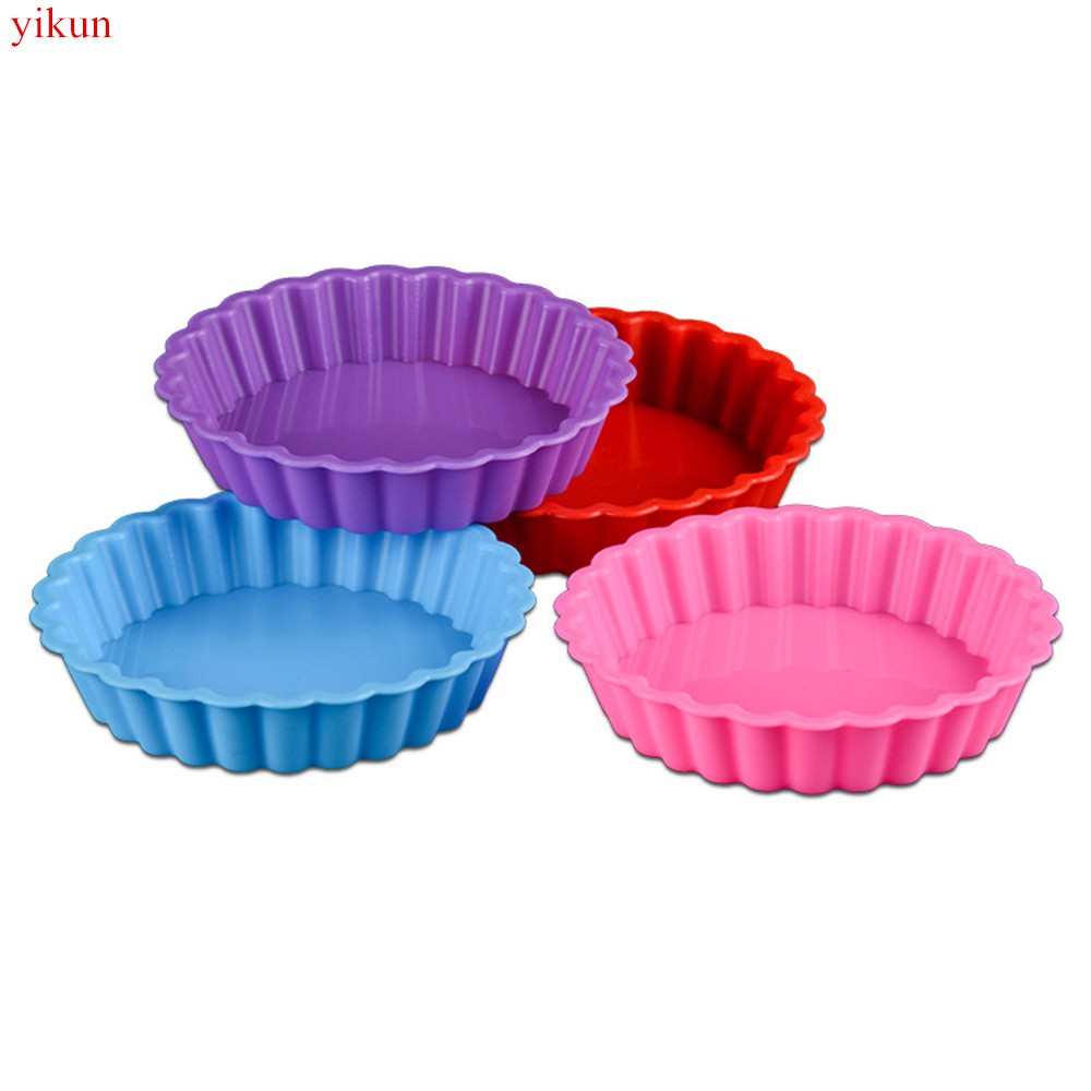 Khuôn Làm Bánh Tart Hình Tròn Chống Dính Bằng Silicone Kèm Đế Rời