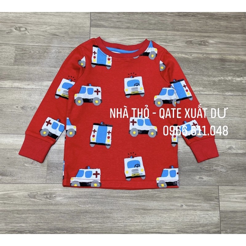 ÁO PHÔNG DÀI TAY BÉ TRAI XUẤT XỊN HOẠ TIẾT OTO size 9/12M 12/18M 18/24M 2/3Y 5/6Y 6/7Y 9/10Y