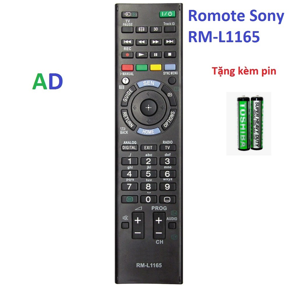 ĐIỀU KHIỂN TIVI SONY SMART RM-L1165 ,REMOTE Điều khiển từ xa tivi Sony L1165 smart internet ,Tặng kèm pin