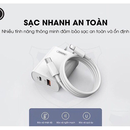 Bộ Sạc Nhanh 18W Remax RP-U54 - Tích Hợp Công Nghệ Sạc Nhanh PD - QC 3.0 Công Suất Lên Đến 18W