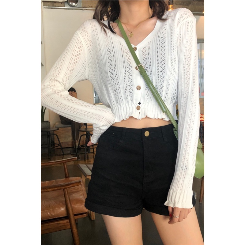 NRVP Áo Cardigan Dệt Kim Dáng Rộng Tay Dài Phong Cách Hàn Quốc Mới