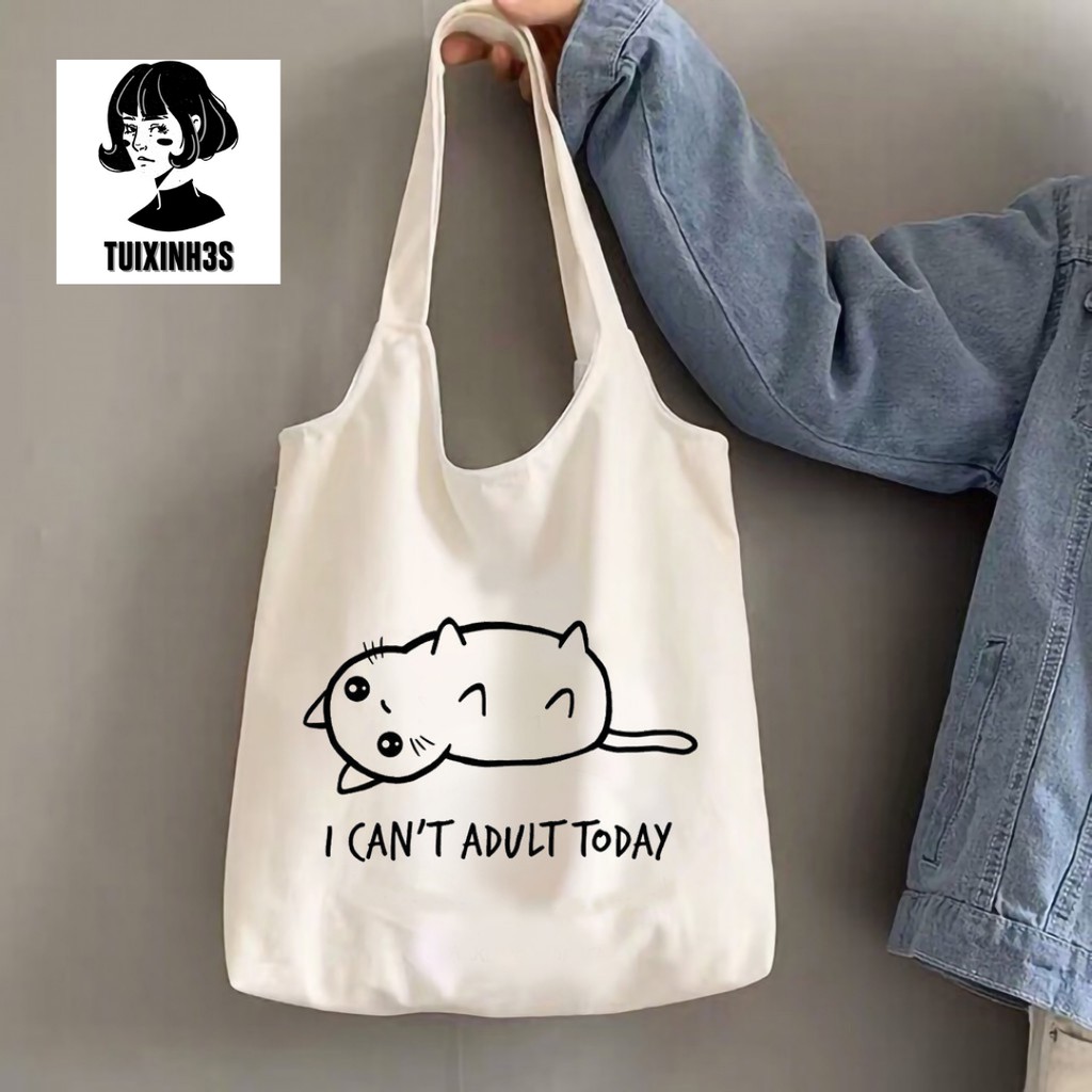 Túi vải đeo vai ❤Túi tote Vải Bố Hình Ami ( Có Khóa Kéo )
