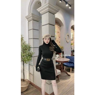 Váy len body cổ lọ hàng QC