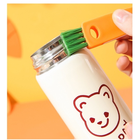 Cọ chà rửa cốc giữ nhiệt ba trong một có nắp đậy đa năng có thể gập lại - Bàn nắp chai cốc có rãnh đa chức năng cà rốt