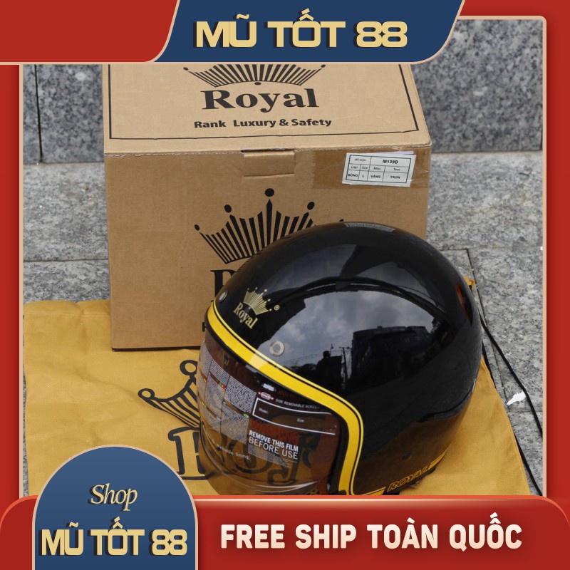 Mũ bảo hiểm Royal M139 V10 đen viền vàng kính âm - Mũ có thể tháo lót, clip review m139