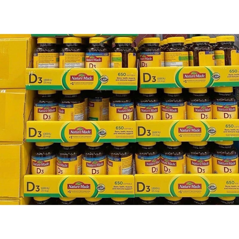 Hàng nội địa Mỹ Vitamin D3 25mg NATURE MADE 650v