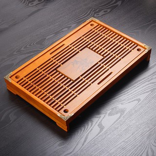 Khay Trà Gỗ Nẹp Đồng 4 Góc