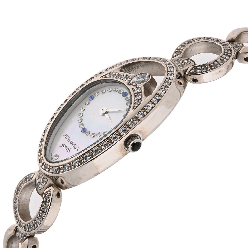 Đồng hồ Romanson Watch RM9207QLWWH nữ mặt nhỏ đính đá kính chống xước, máy Thụy Sĩ, dây thép cao cấp chính hãng