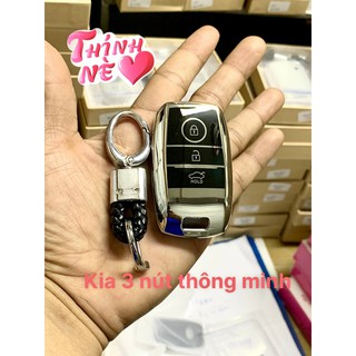 Bao ốp chìa khóa mạ crom Kia Morning, Cerato, K3, Rondo, Rio, Soluto, Seltos, Sorento,(chìa gập) , tặng quà móc thất lạc
