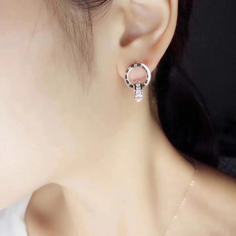 Bông Tai Hình Tròn Đính Đá Zircon Toàn Diện Phong Cách Cổ Điển