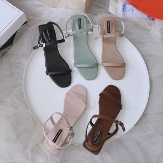 Sandal đế 2 phân quai mảnh NÂU ' XANH MINT ' KEM ' ĐEN ' NUDE