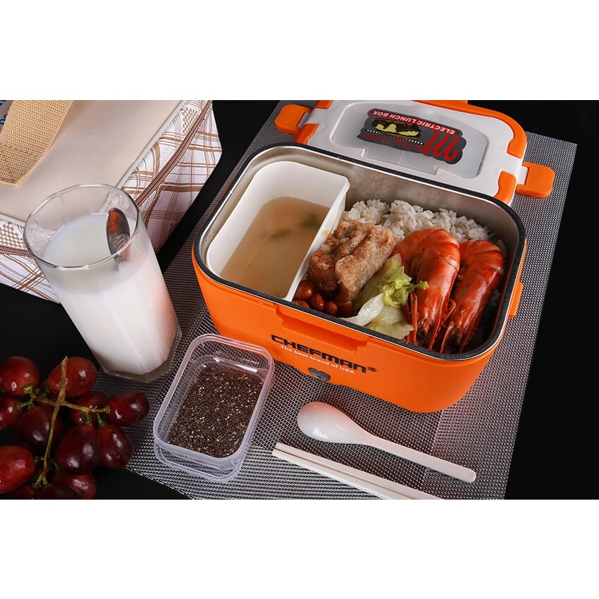 Hộp cơm hâm nóng Chefman CM-113i inox, Lõi inox 304, Bảo hành 24 tháng