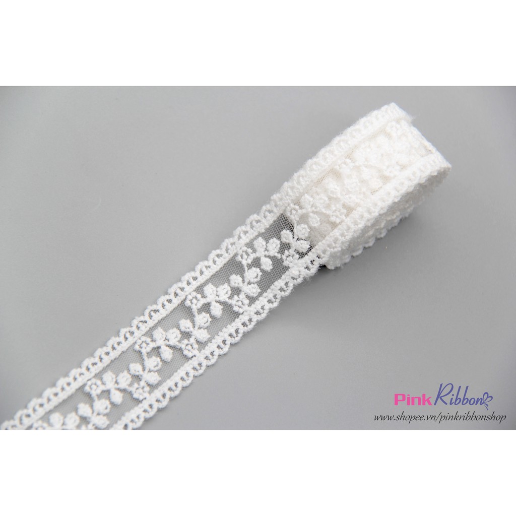 Ren thêu hoa 2.5cm trong suốt