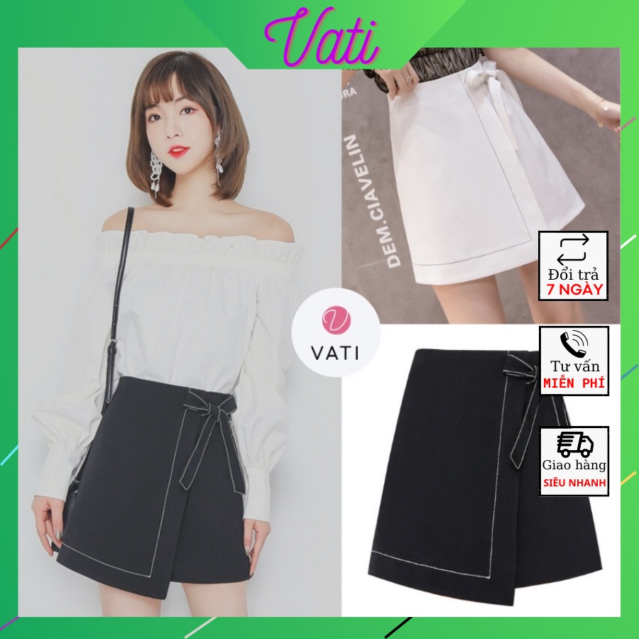 Chân Váy Chữ A Ngắn  Phối Dây Buộc Nơ VATI Siêu Đẹp 2 Màu (ĐEN,TRẮNG)