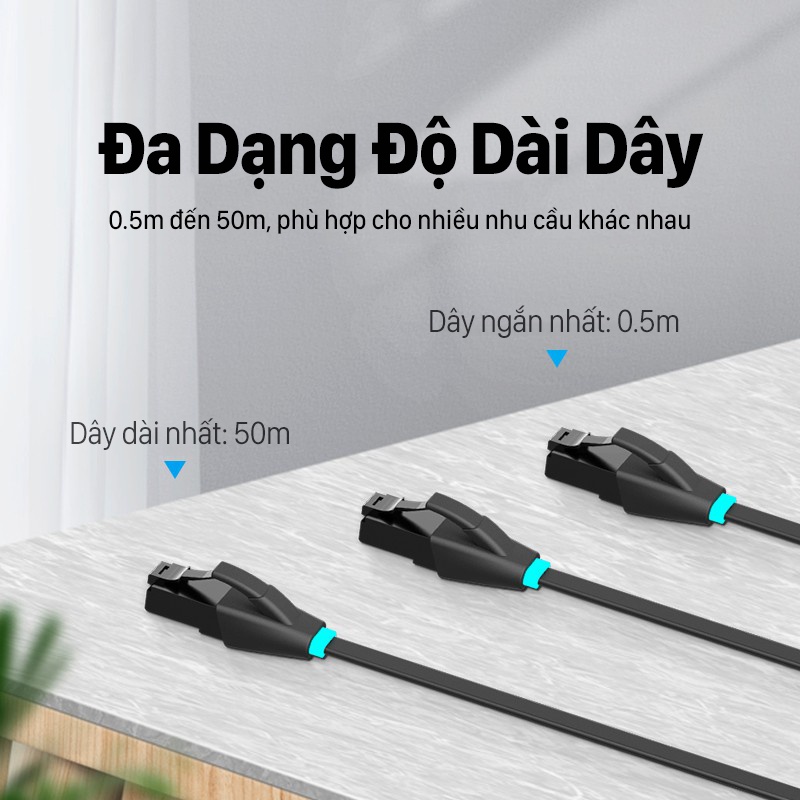 Dây cáp mạng Lan Cat6 Dẹt Vention 0.5m/1m/2m/ 5m tốc độ cao máy tính Bảo hành 12T
