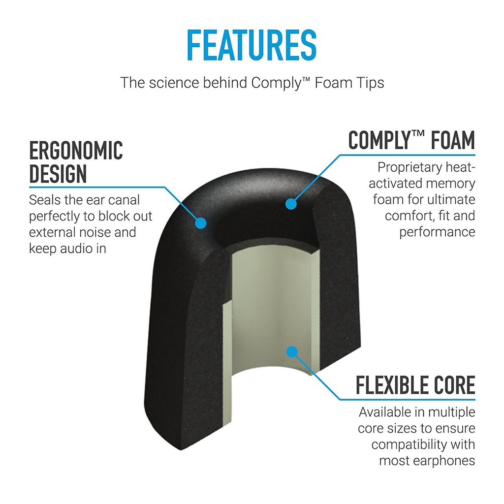 Nút Tai Nghe Bằng Memory Foam Siêu Mềm Comply T100 T200 T400 T500