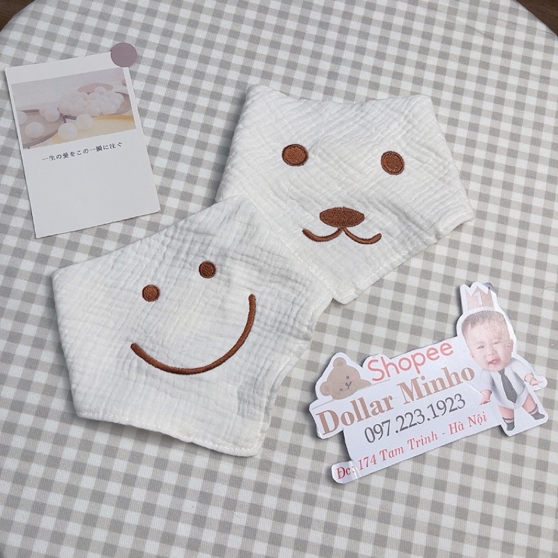 Yếm Xô Muslin Trơn - Không Họa Tiết, Siêu Mềm, Siêu Thấm Cho Bé Từ 0-3 tuổi