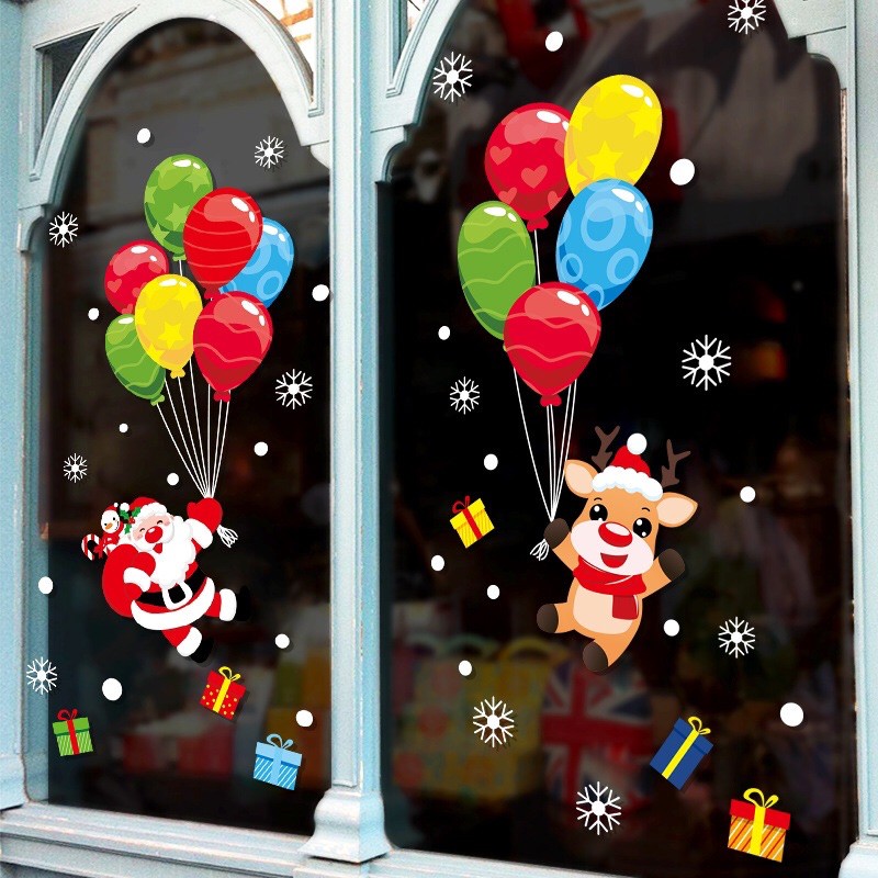 Decal trag trí Noel - Bong Bóng Bay giáng sinh vui nhộn