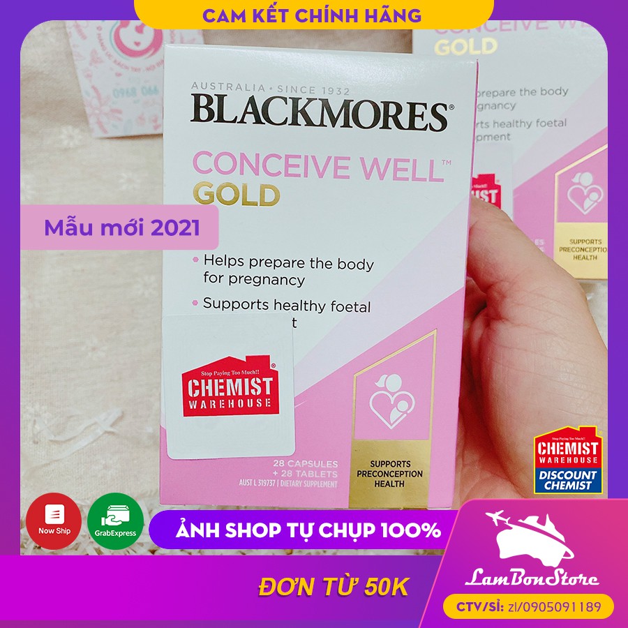 [Tem Chemist] Viên uống bổ trứng, tăng thụ thai Blackmores Conceive Well Gold - Úc0