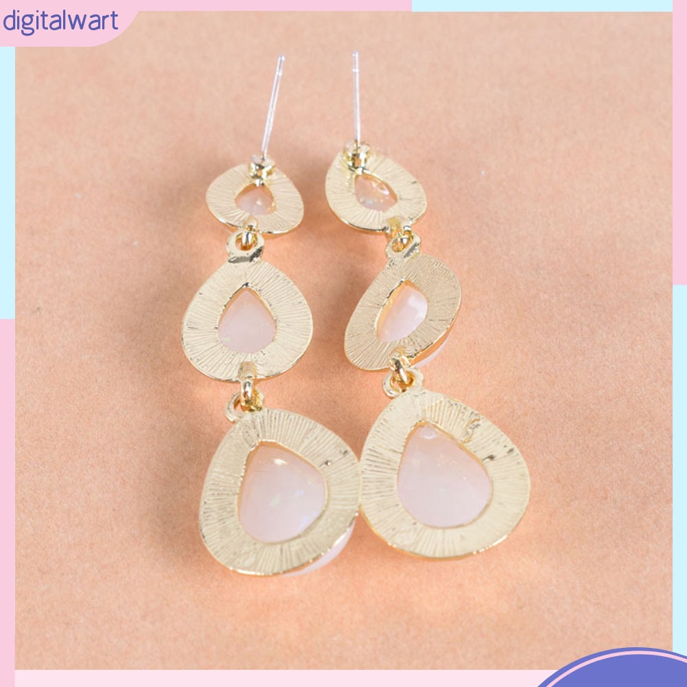 Đôi Khuyên Tai Dáng Dài Hình Giọt Nước Đính Đá Thời Trang Cho Nữ