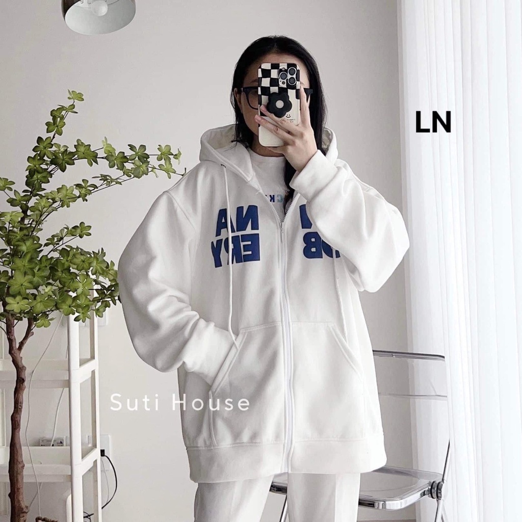 Áo khoác nỉ có mũ 2 lớp in chữ NAERYY nam nữ mặc đẹp (LN6-005)