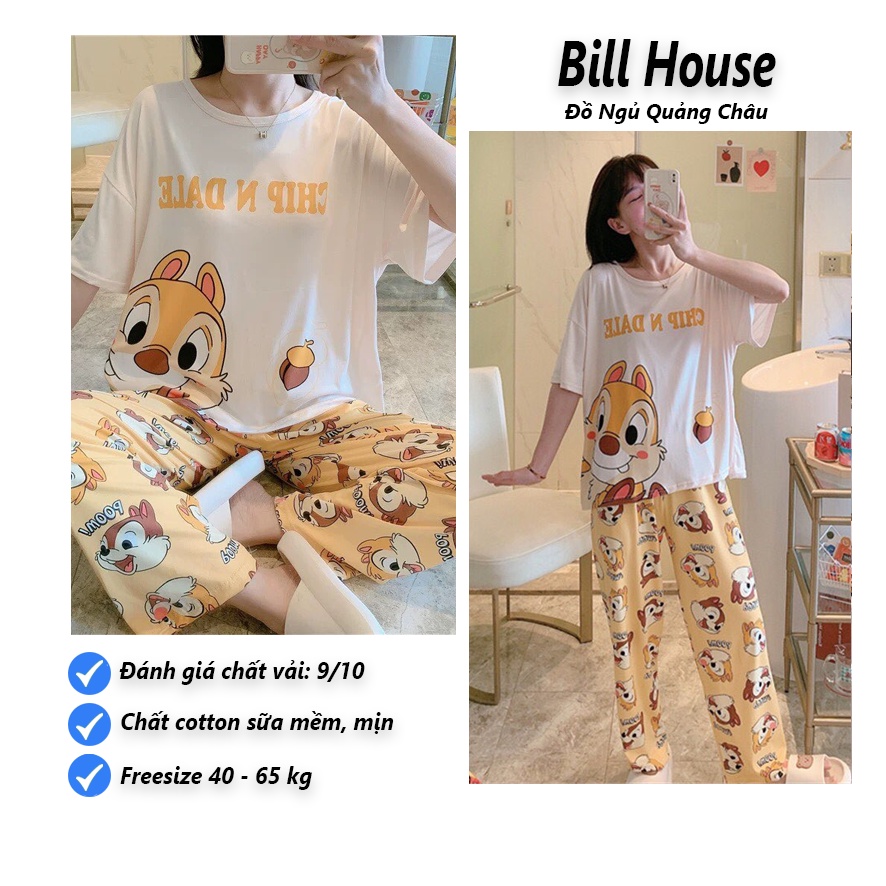 Đồ Bộ Nữ Thun Cotton Tay Ngắn Quần Dài, Đồ Mặc Ở Nhà Quảng Châu, Họa Tiết Hoạt Hình Dễ Thương TN03 | BigBuy360 - bigbuy360.vn