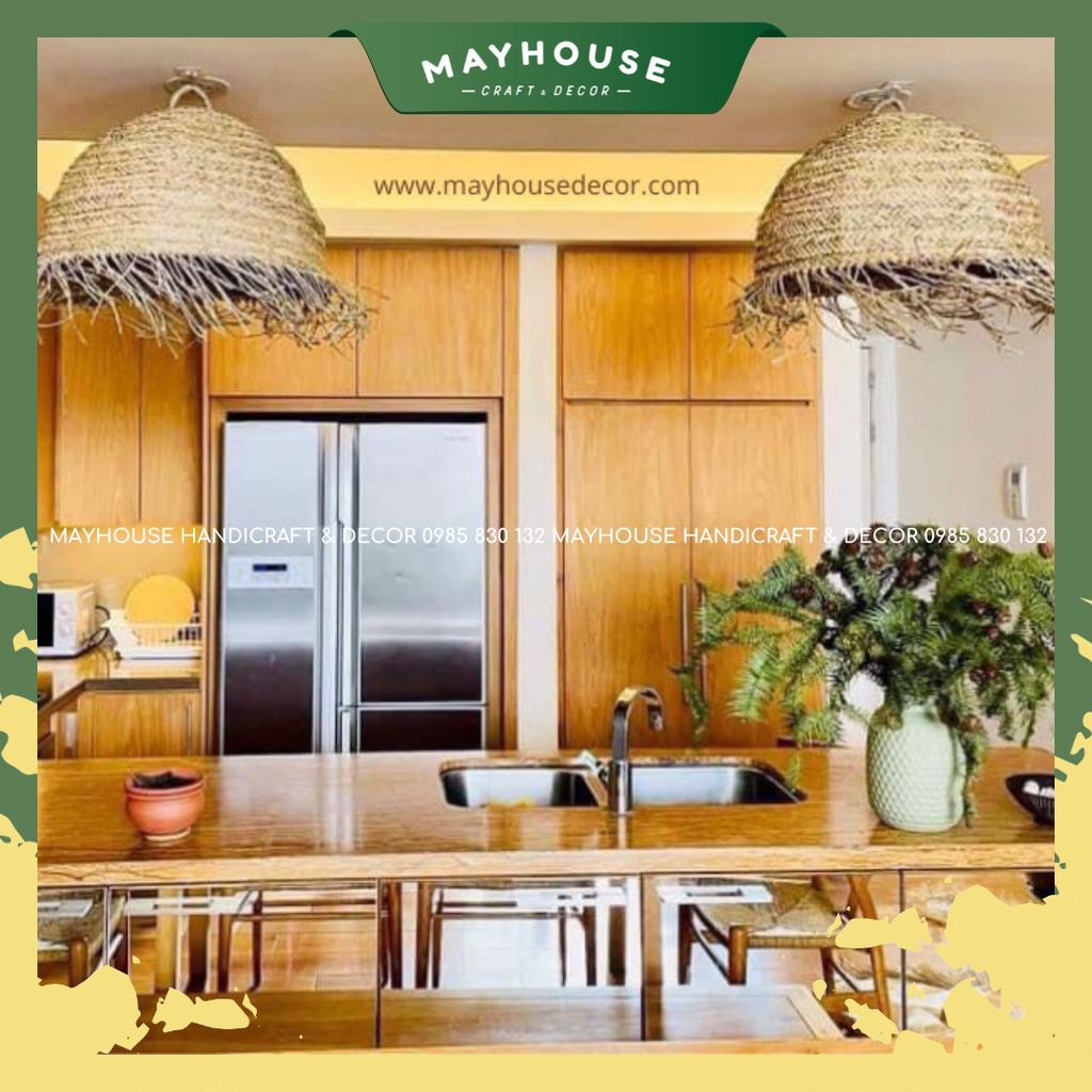 Đèn thả trần mây tre MAYHOUSE CRAFT&DECOR trang trí resort sân vườn