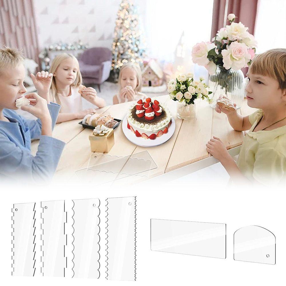 CONOPERY Set 6 Dụng Cụ Làm Mịn Răng Cưa Bánh Bằng Acrylic Trong Suốt