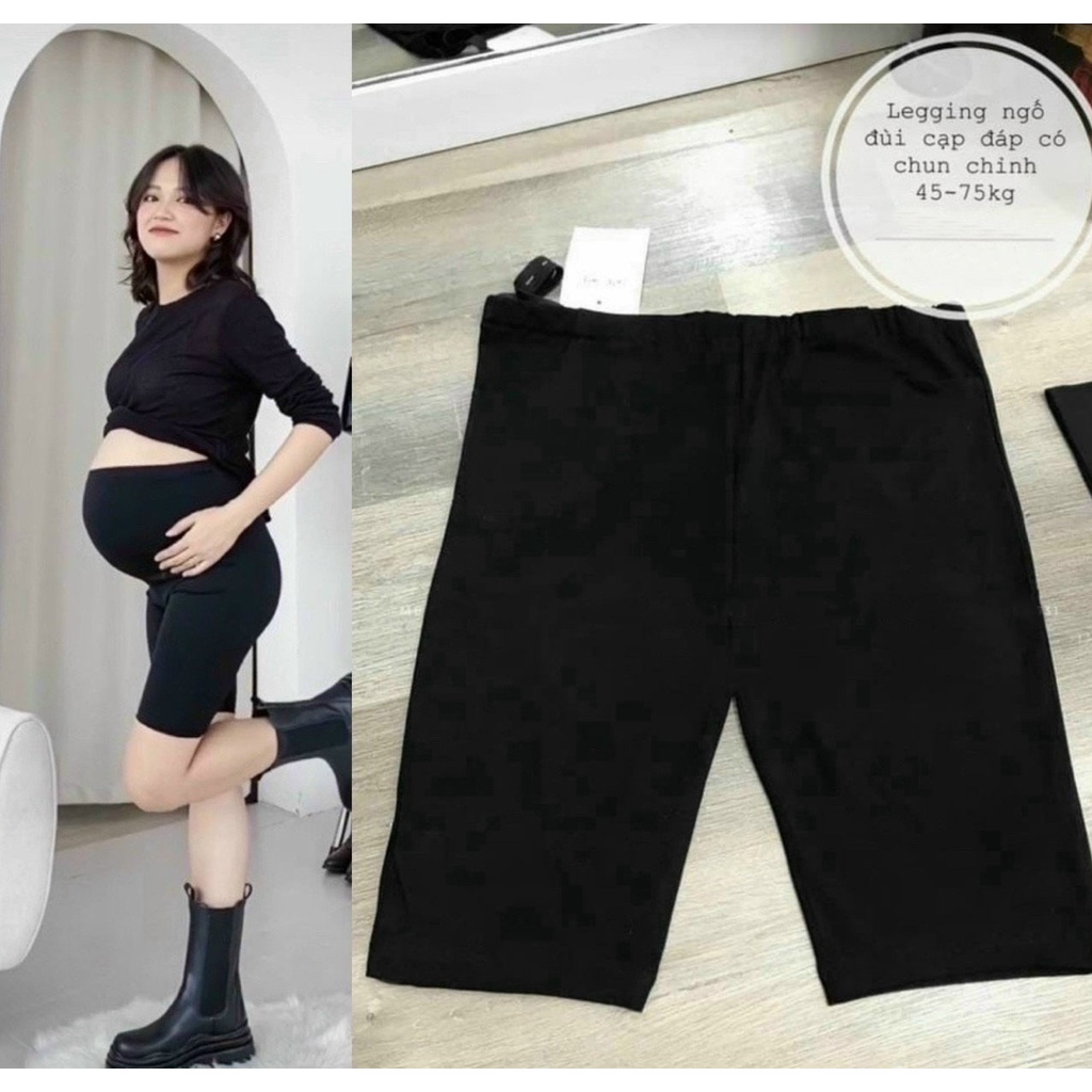 Quần lửng legging ngố ( BIGSIZE ) có chun chỉnh chất cotton co dãn 4 chiều ( thun chỉnh bụng ) | BigBuy360 - bigbuy360.vn