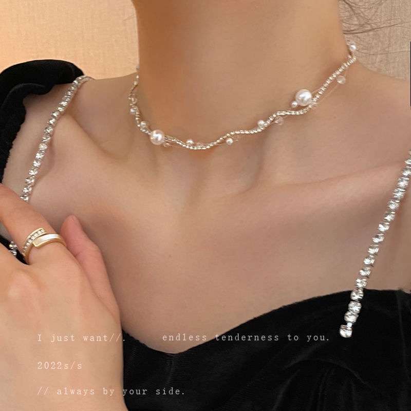 Vòng Cổ Choker Hợp Kim Đính Ngọc Trai Nhân Tạo Thời Trang Cho Nữ