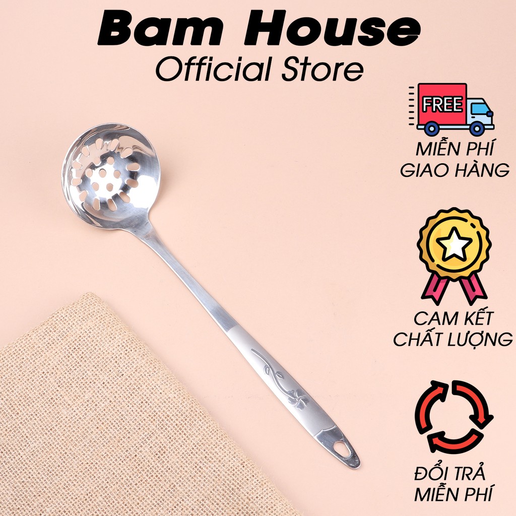 Vá lỗ múc canh lấy cái inox Bam House cán hoa cao cấp MCA02 - Gia dụng bếp