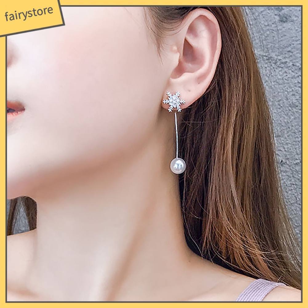 Đôi Khuyên Tai Dài Tạo Hình Hoa Tuyết Thời Trang Cho Nữ