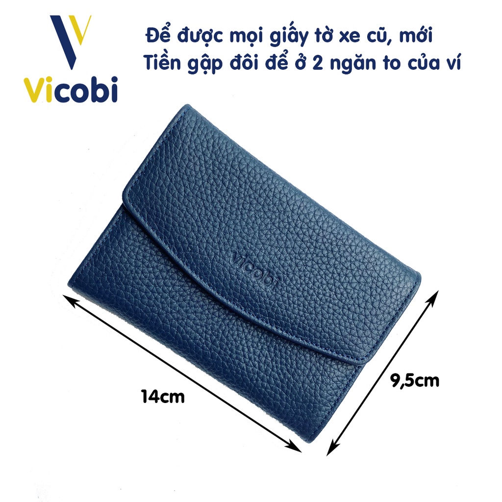 Ví Mini Nữ Da Bò Vicobi M8, Bóp nhỏ cầm tay đựng thẻ Card ATM, CMND, GPLX cà vẹt bằng lái xe cũ mới, Made in VietNam