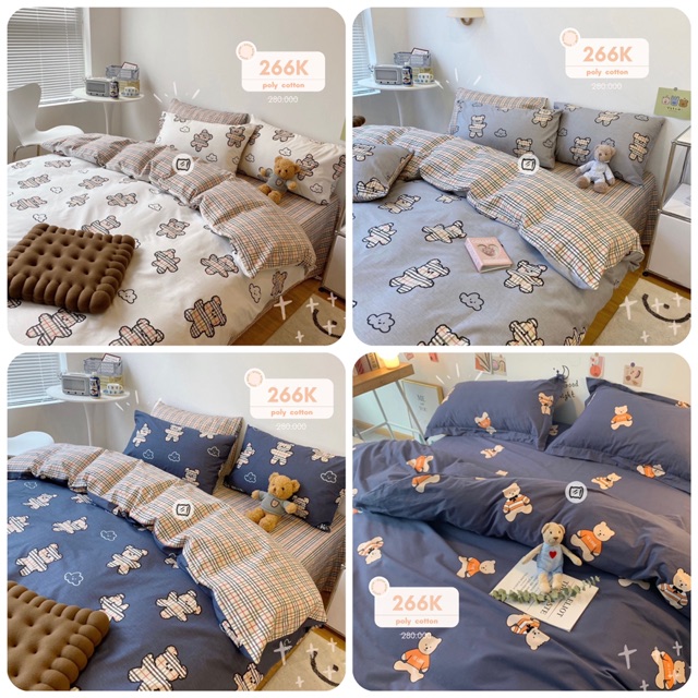 FULL 4 MÀU: Set poly cotton Gấu Teddy đáng yêu