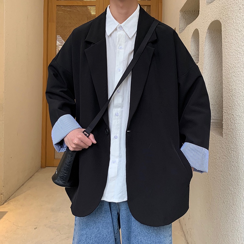 Áo blazer unisex phối tay áo khoác vest form rộng  BZ12 phong cách năng động Leafa thời trang Hàn Quốc
