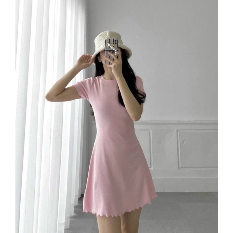 Váy polo cổ tròn dáng bó bo tăm xinh xắn