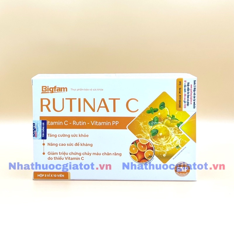 [Vỉ 10 Viên] RUTINAT C BIGFAM Bổ Sung Vitamin C Hỗ Trợ Tăng Cường Sức Đề Kháng Cho Cơ Thể