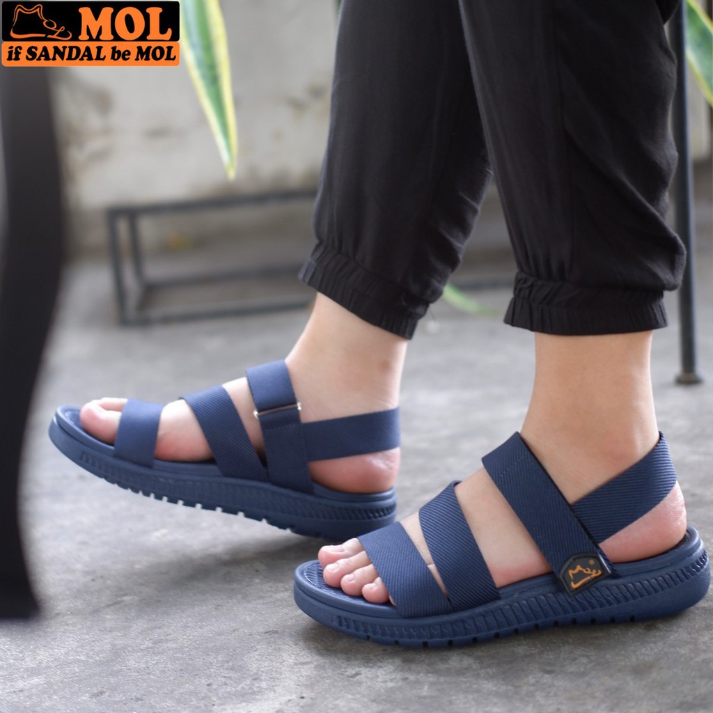 Giày sandal couple nam nữ quai ngang siêu nhẹ có quai hậu cố định cho cặp đôi mang đi học đi biển du lịch hiệu MOL MS2HP