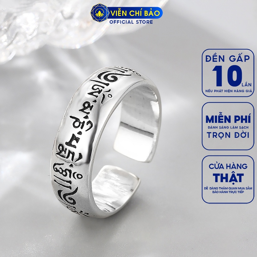 Nhẫn bạc nữ lục tự trơn bản hở chất liệu bạc Thái 925 thời trang nữ phụ kiện trang sức nữ Viễn Chí Bảo N000407