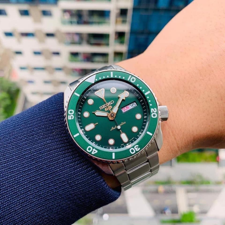 Đồng hồ Nam Seiko 5 Sport SRPD63K1 Automatic Mặt xanh,Viền Bezel,Lịch thứ ngày-Máy cơ-Dây kim loại cao cấp-Size 42mm