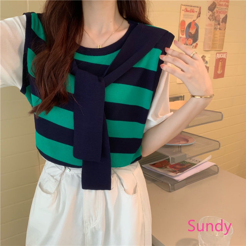 Áo Sơ Mi Tay Ngắn Kẻ Sọc Thời Trang Mùa Hè Cho Nữ