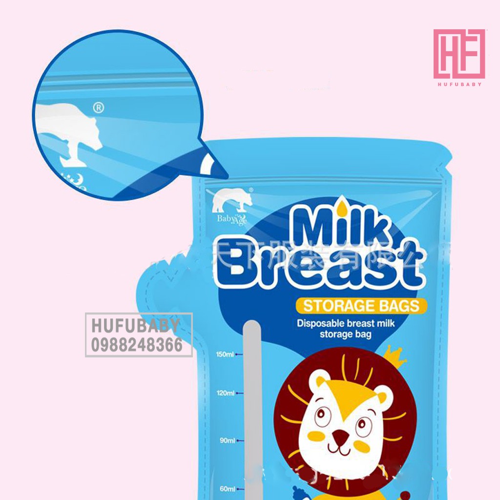 Hộp 30 túi trữ sữa Baby Age loại 150ml có 2 zip