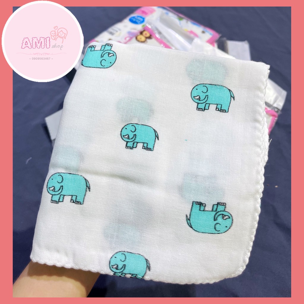 Gói 10 chiếc khăn sữa xuất Nhật in hình dễ thương