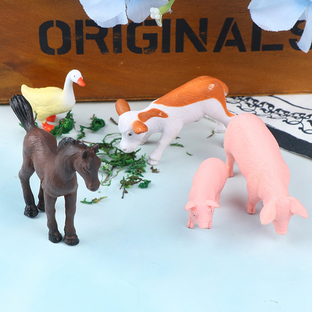 Set 1/ 6 Mô Hình Tượng Dê / Cừu / Lợn / Heo / Bò Sữa Mini Trang Trí Tiểu Cảnh Xinh Xắn