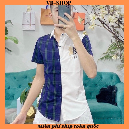 Áo sơ mi nam tay ngắn giá rẻ thêu logo BBR mẫu mới giá rẻ vải mặc mát cao cấp VBSHOP007