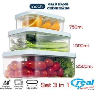 COMBO 3 in 1 HỘP NHỰA ĐỰNG THỰC PHẨM 750-1500-2500ML INOCHI CAO CẤP, Hộp Nhựa Đựng Thức Ăn Tủ Lạnh An Toàn Cho Sức Khỏe