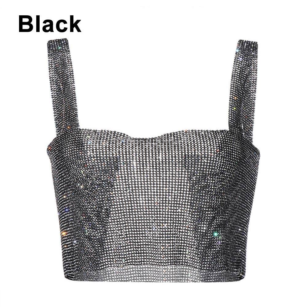 Upstopvn Crop Top Mặc Dự Tiệc|Kim Cương Giả|Kim Tuyến Lấp Lánh Trang Trí Đa Năng