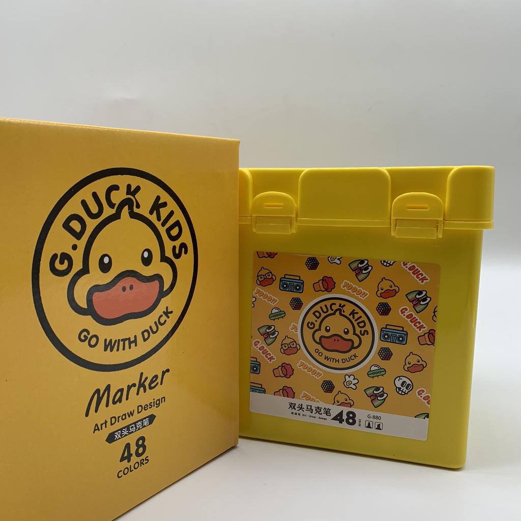 Bút màu dạ Marker G.DUCK KISD hai đầu họa cụ tô màu vẽ tranh anime chuyên nghiệp Bộ 48 khay nhựa hộp nhựa cao cấp