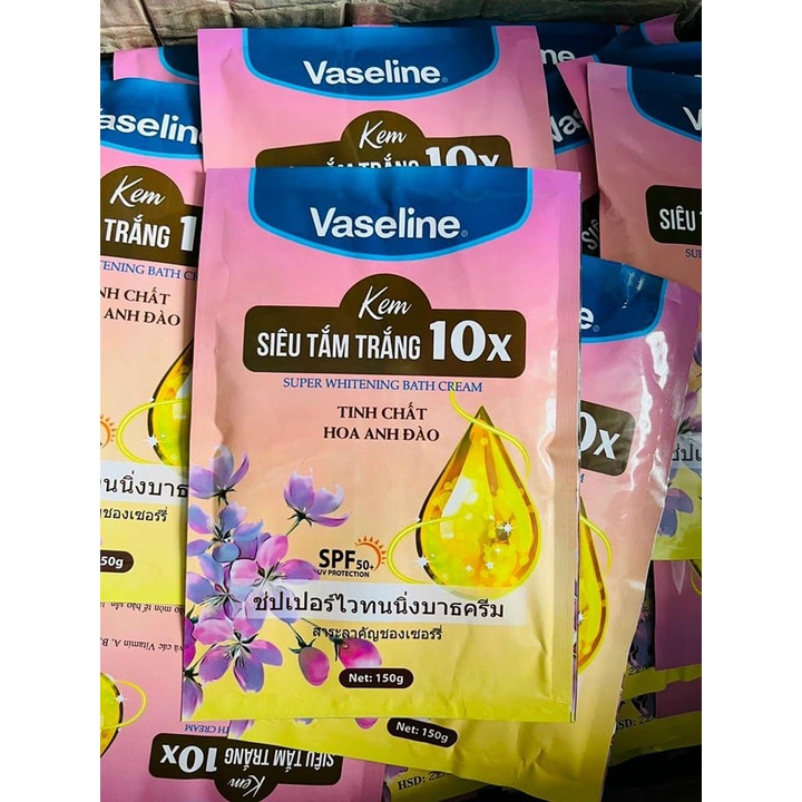 Hàng Có Sẵn - Kem Tắm Trắng X10 Vaseline Tinh chất SPF 50+