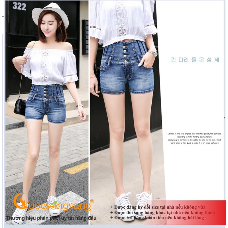 Quần nữ quần short jean nữ co giãn lưng cao nhiều nút GLQ031 Cuocsongvang